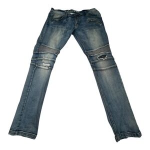 Kilogram Mens Blue Distressed Ripped Moto‎ Biker Jeans Size 38